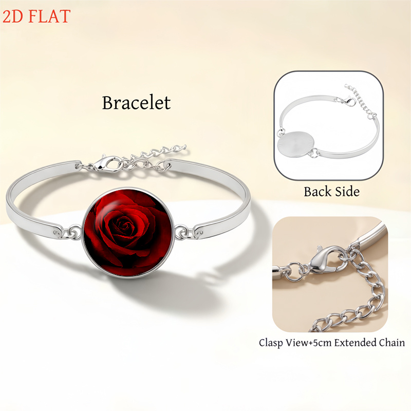 Red Rose-Themed Women's Necklace, Earrings, Brooch, Bracelet Set